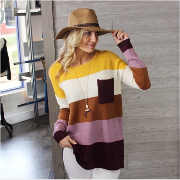 Infinity Raine Sweaters - LAST ONE! Striped Sweater Tunic